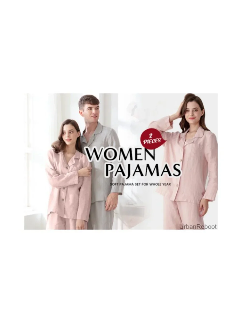 Men's Linen Pajama Set Long Sleeve Button Down Sleepwear Lounge